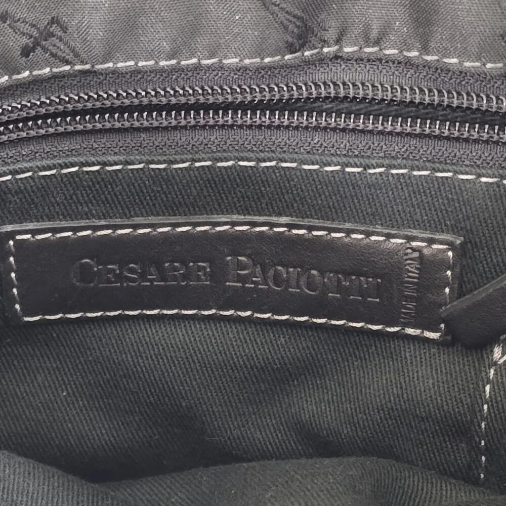 Cesare Paciotti Messenger Cross Body Dagger AOP Bag Made In Italy Black Embossed